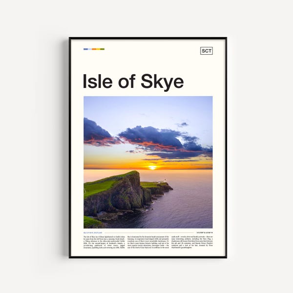 Isle of Skye Sonnenuntergang Fotodruck, Schottland Reise Poster