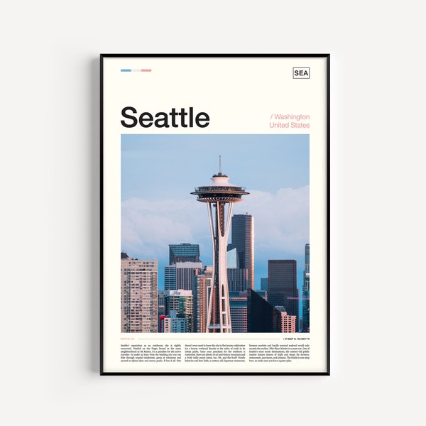 Seattle Print, Seattle Poster, Seattle Wall Art, Seattle Art Print Seattle Skyline, Seattle Photo, Seattle Decor