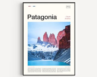 Cartel de viaje de la Patagonia: Torres Del Paine, Chile