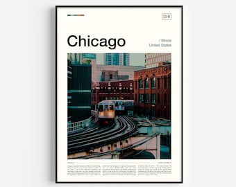 Chicago Poster, Illinois USA Travel Print for Home Decor, Urban Wall Art with City Print, Destination Print, and Travel Gift