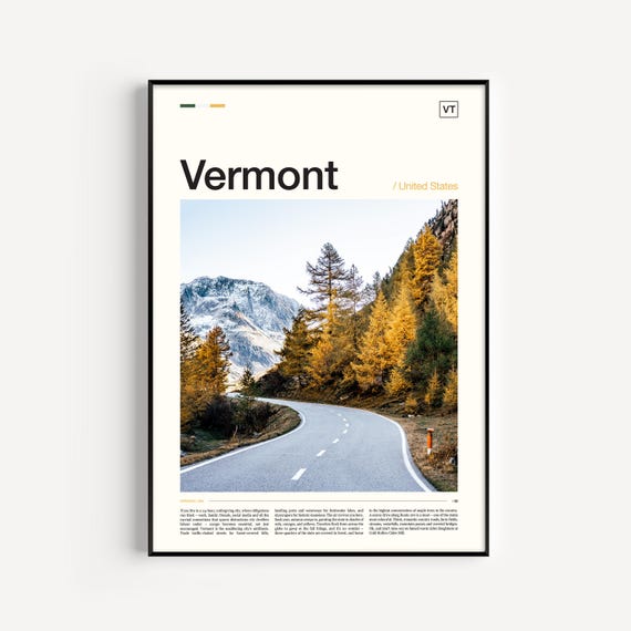 Vermont Print, Vermont Art, Vermont Poster, Vermont Wall Art, Vermont Landscape, Vermont Travel Poster Vermont Photography Vermont Art Print