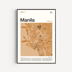 Impressão de mapa de Manila, pôster de Manila, mapa de Manila, impressão de Manila, arte de parede de Manila, impressão de arte de Manila, pôster de mapa, arte de parede de mapa, impressão das Filipinas