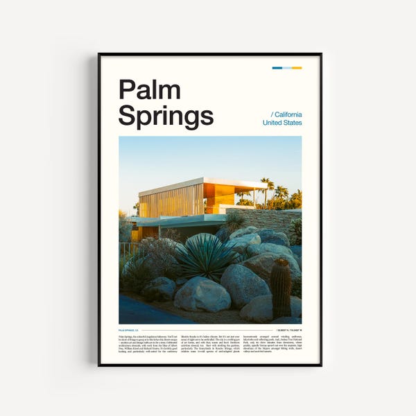 Palm Springs Architektur Fotodruck, Kalifornien Reiseplakat