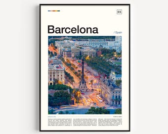 Impresión fotográfica del paisaje urbano de Barcelona: Póster de viaje de España
