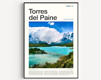Póster del Parque Nacional Torres del Paine: Arte de viajes por la Patagonia chilena