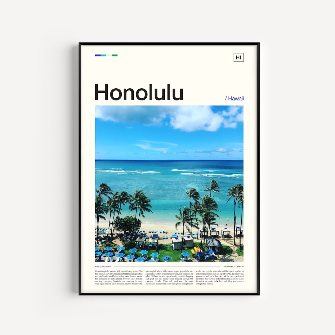 Honolulu Print, Honolulu Poster, Honolulu Art Print, Honolulu Hawaii, Honolulu Wall Art, Hawaii