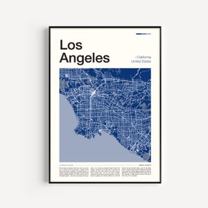 Impressão de mapa de Los Angeles, pôster de Los Angeles, mapa de LA, impressão de Los Angeles, arte de parede de Los Angeles, impressão de arte de Los Angeles, pôster de LA