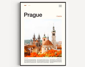 Prague Skyline Art Print: Czech Republic Travel Poster
