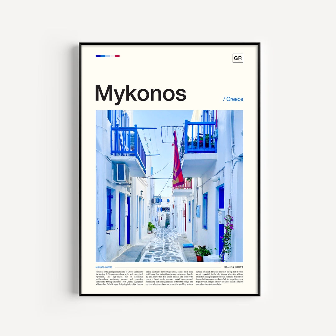 Mykonos Print Mykonos Poster Mykonos Wall Art Mykonos Art - Etsy