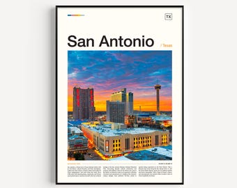 San Antonio Skyline Art Print: Texas Travel Poster