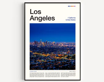 ロサンゼルスのスカイラインポスター：カリフォルニア旅行アート