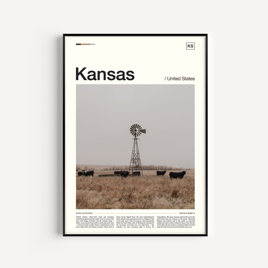 Kansas Print Kansas Art Print Kansas Wall Art Kansas Etsy