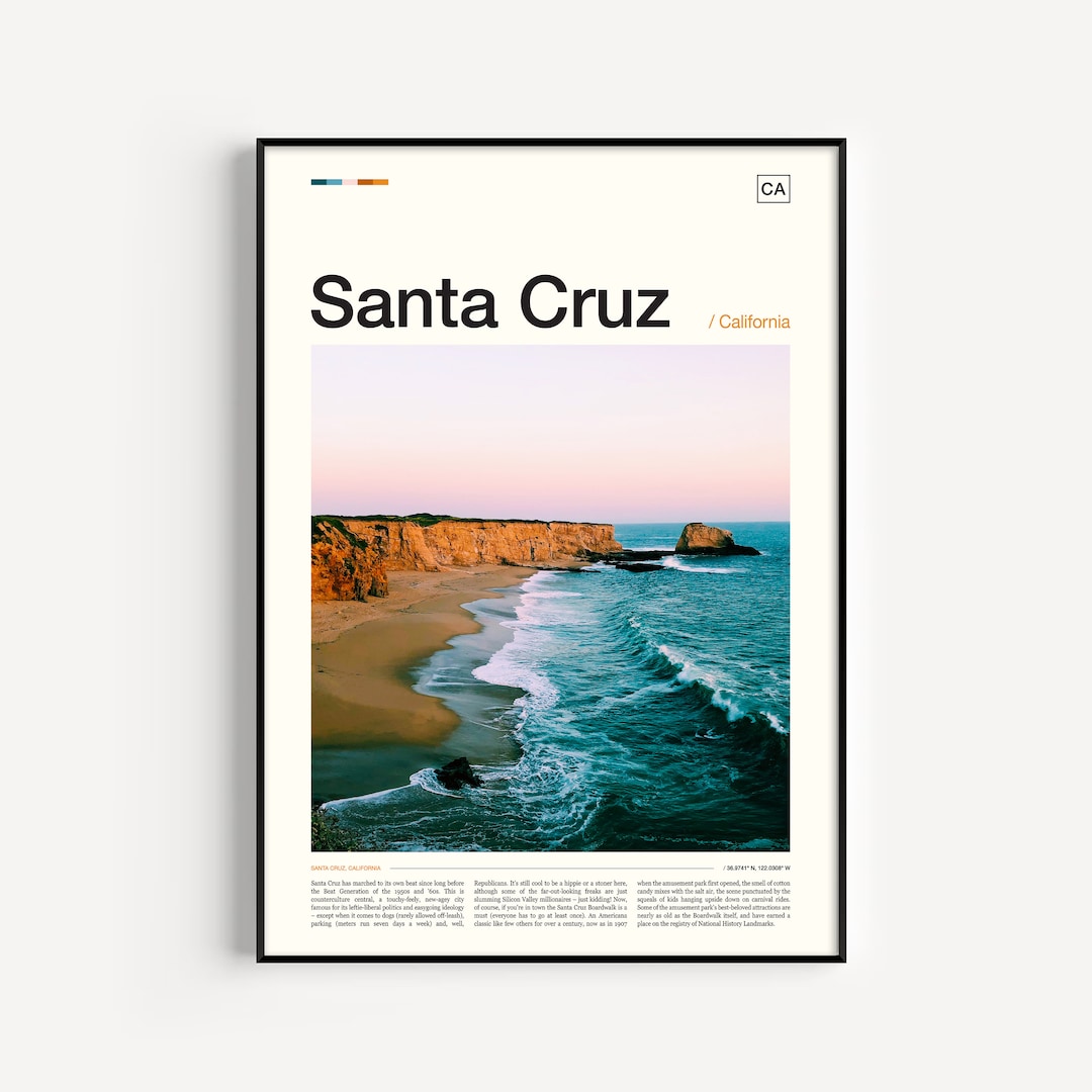 Santa Cruz Print, Santa Cruz Poster, Santa Cruz Wall Art, Santa Cruz
