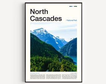 North Cascades National Park Print, Travel Poster Art