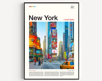 Impresión artística de Times Square, Nueva York, póster de viaje