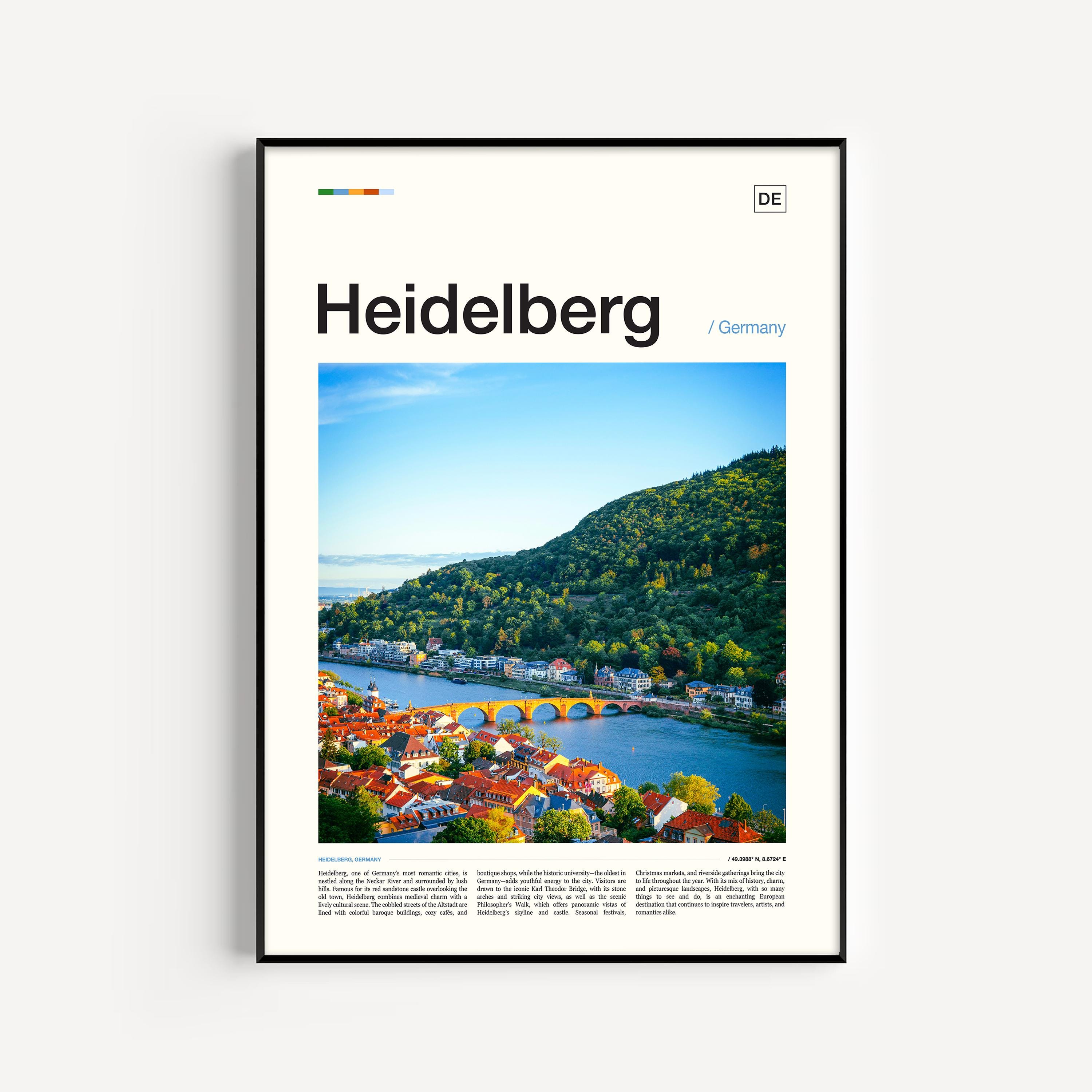Heidelberg Print, Germany Travel Poster Wall Art, Romantic City