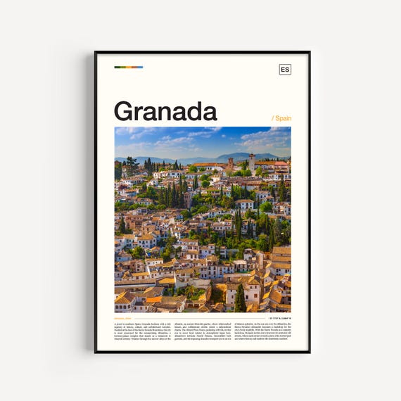 Granada Art, Granada Spain, Spain Travel Poster, Spain Art, Granada Travel, Spain Poster, Granada Poster, Spain Print, Spain Wall Art