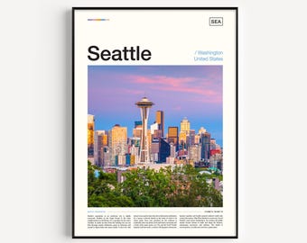 Seattle Skyline Art Print, Space Needle, Washington Travel Poster