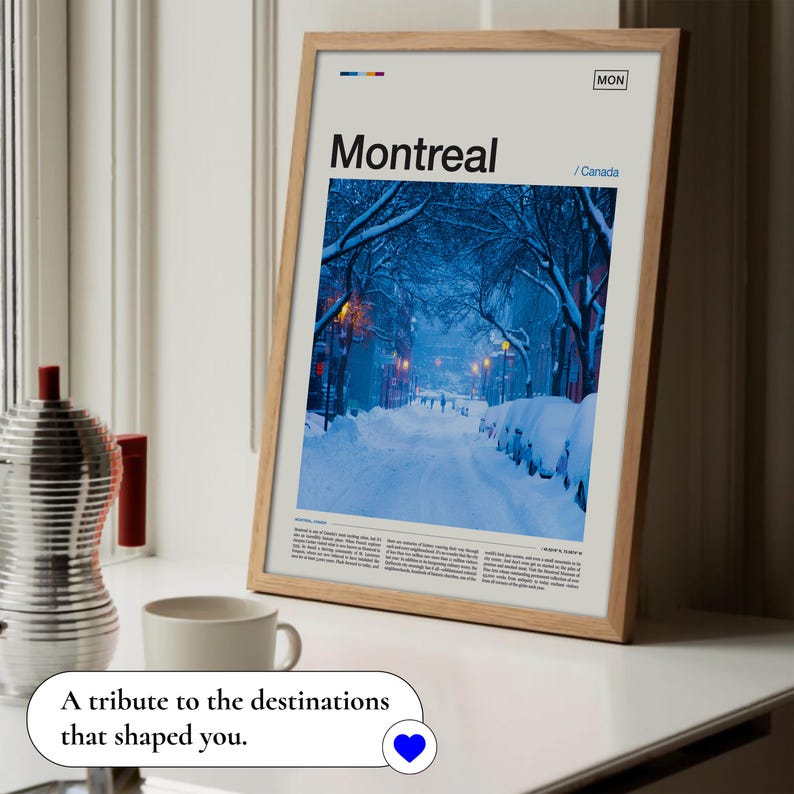 Montréal winterlandschap kunstdruk: Canada reisposter afbeelding 3