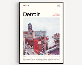 Detroit Cityscape Art Print, Michigan Travel Photography