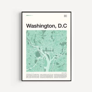 Impression de Washington DC, affiche de Washington DC, carte de Washington DC, impression de carte, affiche de carte, oeuvre d'art de Washington dc, Washington dc déco
