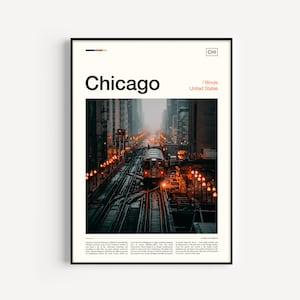 Impresión de Chicago, Illinois, EE. UU., foto de viaje para decoración del hogar, póster urbano con el horizonte de la ciudad, regalo para viajeros y arte mural de destino.