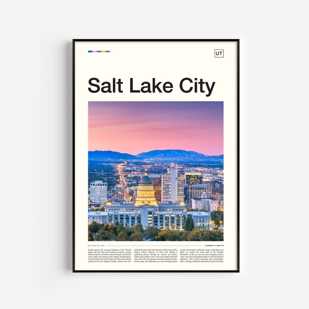 Salt Lake City Utah, Salt Lake City Skyline, Utah Print, Utah Poster