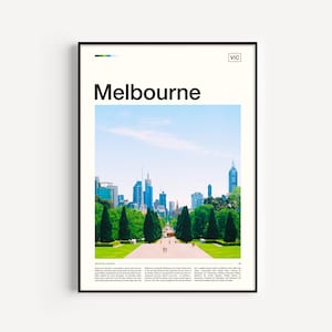 Póster de Melbourne, impresión artística de viaje a Australia con fotografía urbana, arte mural urbano, fotos de viaje y decoración inspiradora.