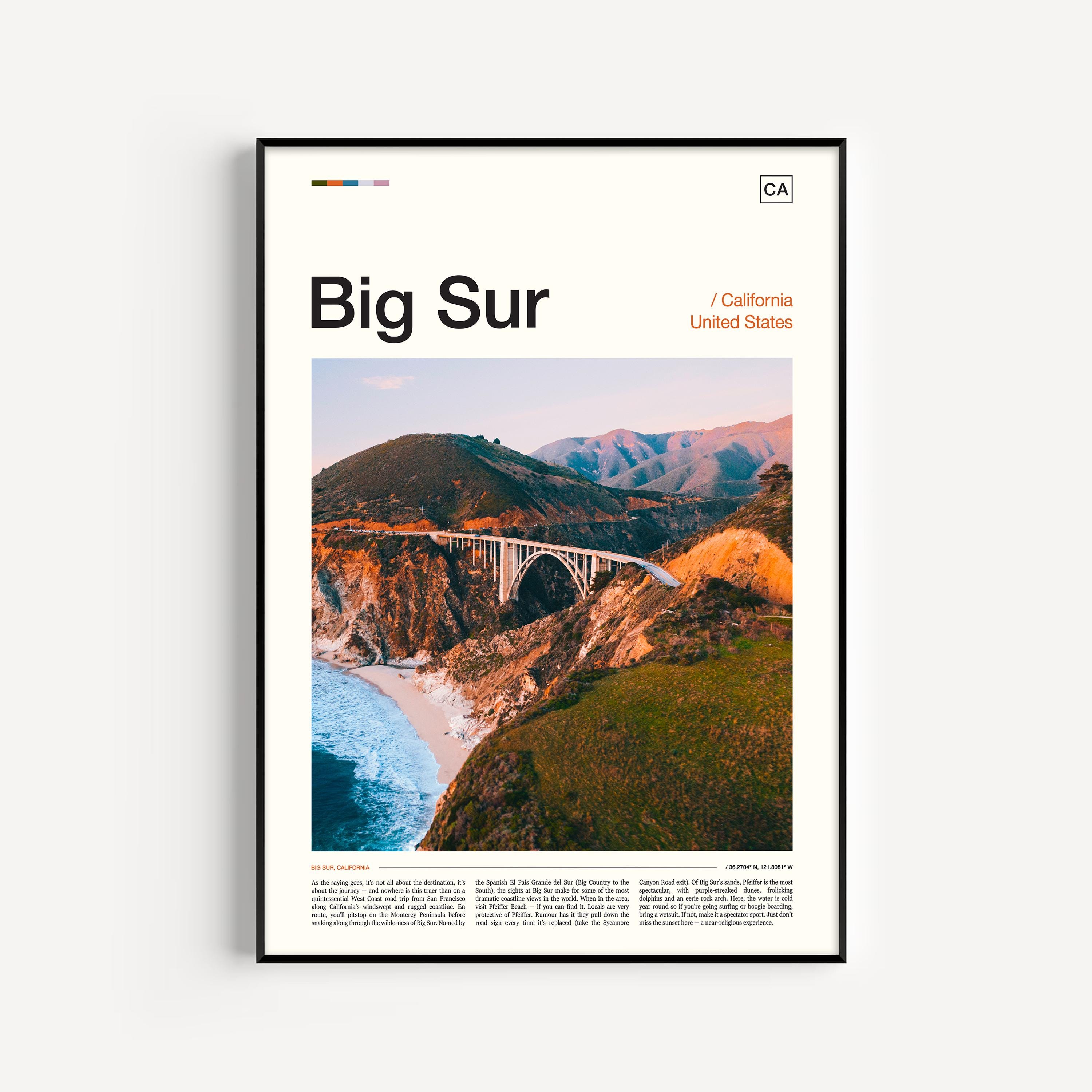 Big Sur Poster Print, California Nature Wall Art for Home or Office, Landscape Travel Print Gift for Outdoor and Coastline Lovers