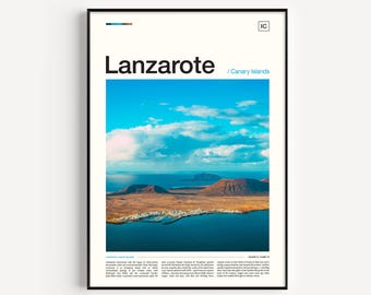 Lanzarote Travel Print, Canary Islands Poster, Coastal Wall Art