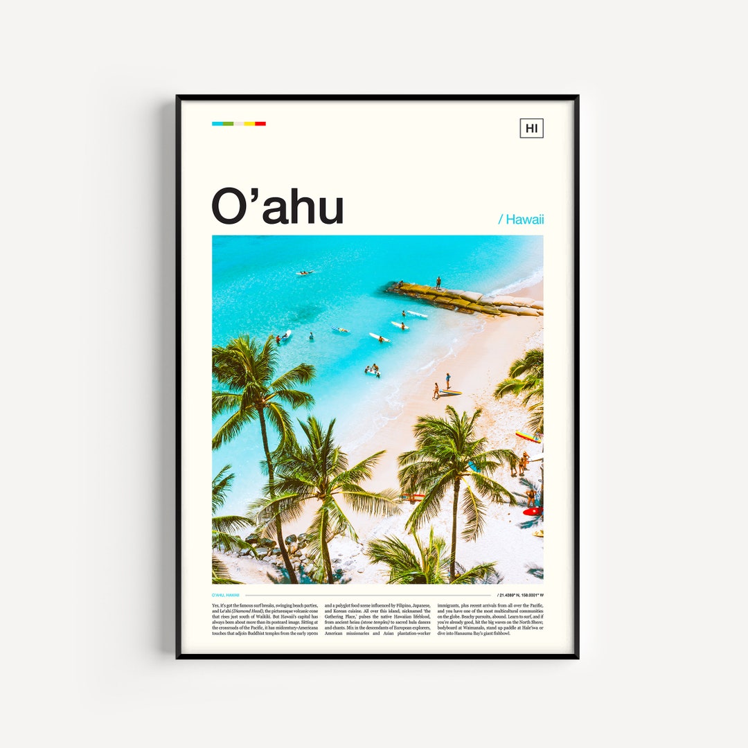 Oahu Print, Oahu Art Print, Oahu Wall Art, Oahu Poster, Hawaii Poster