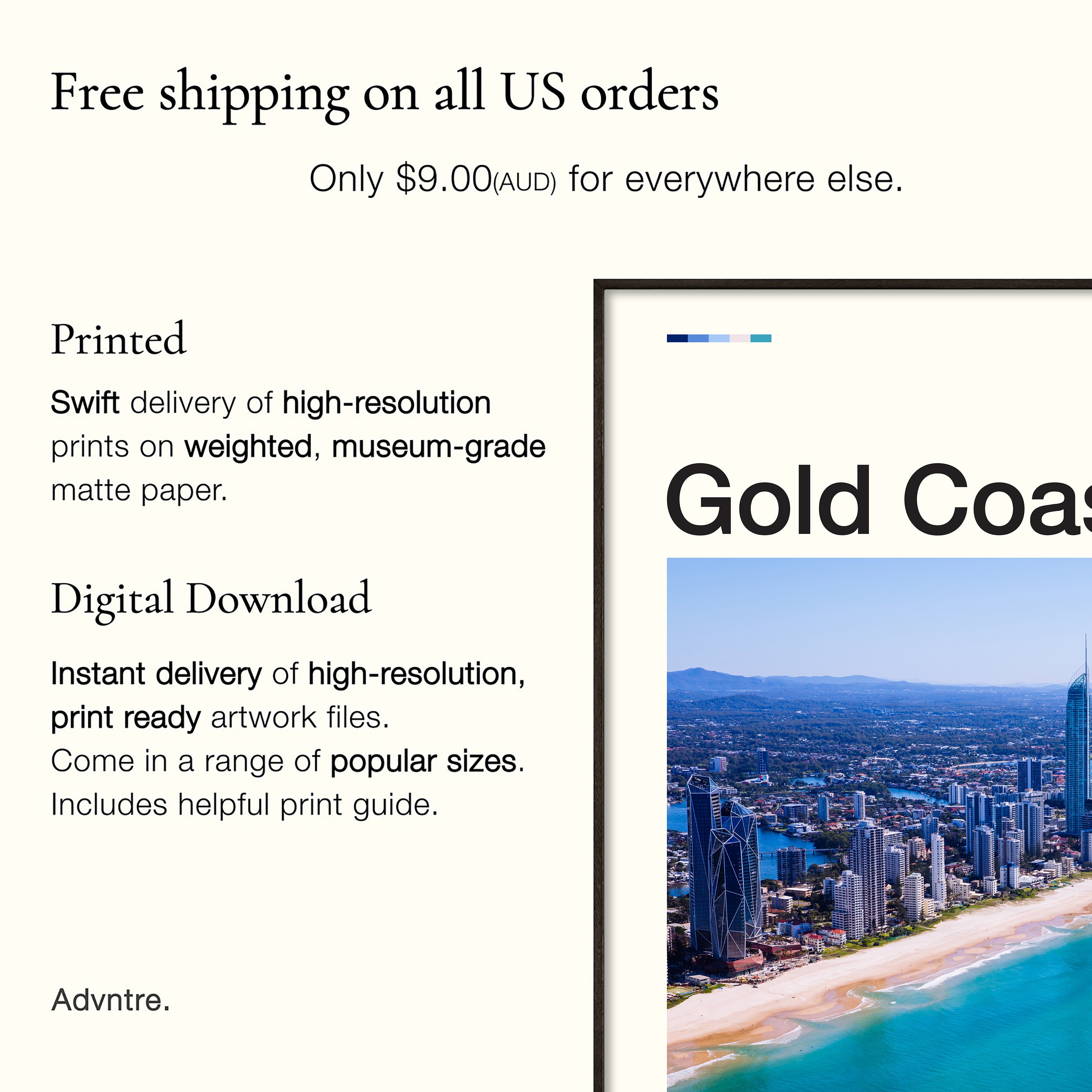 Gold Coast Print Gold Coast Poster Gold Coast Wall Art Gold Etsy