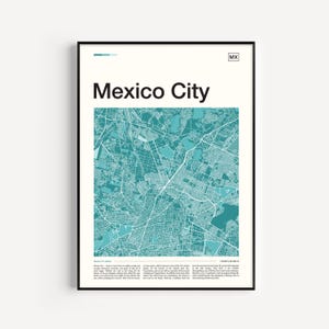 Impressão de mapa da Cidade do México, pôster de viagem do México com design de mapa de ruas, arte de parede urbana, decoração Wanderlust e foto de viagem