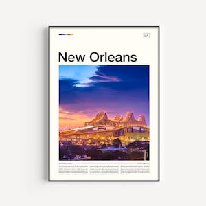 New Orleans Travel Poster: Louisiana Cityscape Art Print