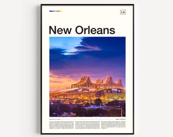 New Orleans Travel Poster: Louisiana Cityscape Art Print