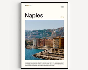 Naples Italy Travel Print, Coastal City Wall Art