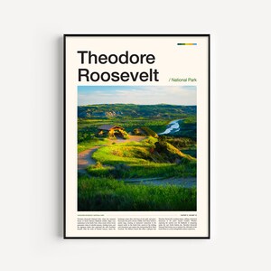 Theodore Roosevelt Park, National Park Poster, Travel Poster, National Park Gift, Travel Print, National Park Print