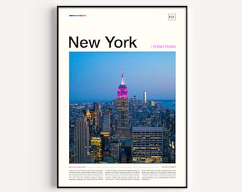 New York City Skyline Art Print, Travel Photography