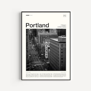 Portland Print, Portland Poster, Oregon Print, Portland Art, Oregon Poster, Portland Oregon, Portland Skyline, Black and White Travel Poster
