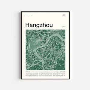 Hangchuu Karte, Hangzuu Karte, Hangzuu Poster, Hangzuu Poster, Hangzuu Kunstdruck, Hangzuu Kunstwerk, Karte Poster, Hangzuu Dekor, China Druck
