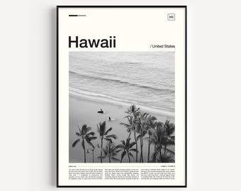 Hawaii Print, Black and White, Hawaii Poster, Hawaii Wall Art, Hawaii Travel Poster Hawaii Decor, Hawaii Art Hawaiian Wall Décor Beach Print