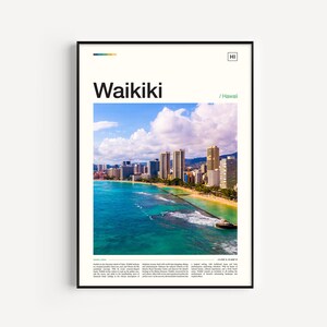 Waikiki Beach, Waikiki Hawaii, Hawaii Photo, Hawaii Print, Tiki Bar Decor, Beach Print, Surf Decor, Waikiki Photo, Hawaii Travel Poster