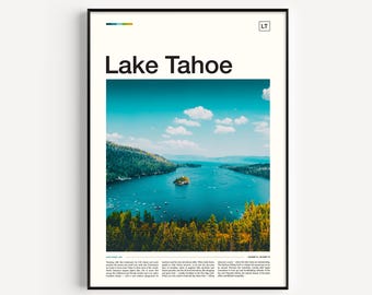 Lake Tahoe Travel Art Print, Landscape Poster