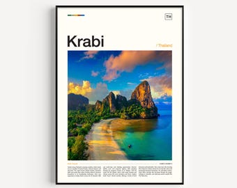 Krabi Thailand Print: Tropical Beach Travel Poster