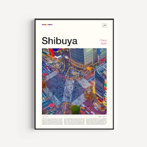 Póster de viaje de Shibuya, impresión artística de Japón con fotografía urbana, obra de arte mural de la ciudad, impresión de viaje de cruce y decoración de destino.