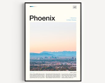 Póster del horizonte de Phoenix, Arizona, impresión fotográfica de viaje