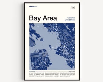 Bay Area Map Print, Modern Travel Poster
