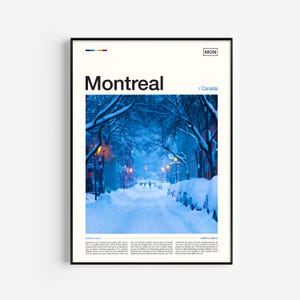 Montréal winterlandschap kunstdruk: Canada reisposter afbeelding 1