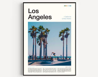 Los Angeles Poster, LA Travel Art Print with Urban Photography, Skate Park Wall Artwork, Wanderlust Decor, and Travel Photo