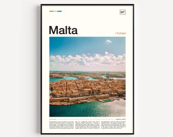 Malta Travel Poster, Coastal City Art Print